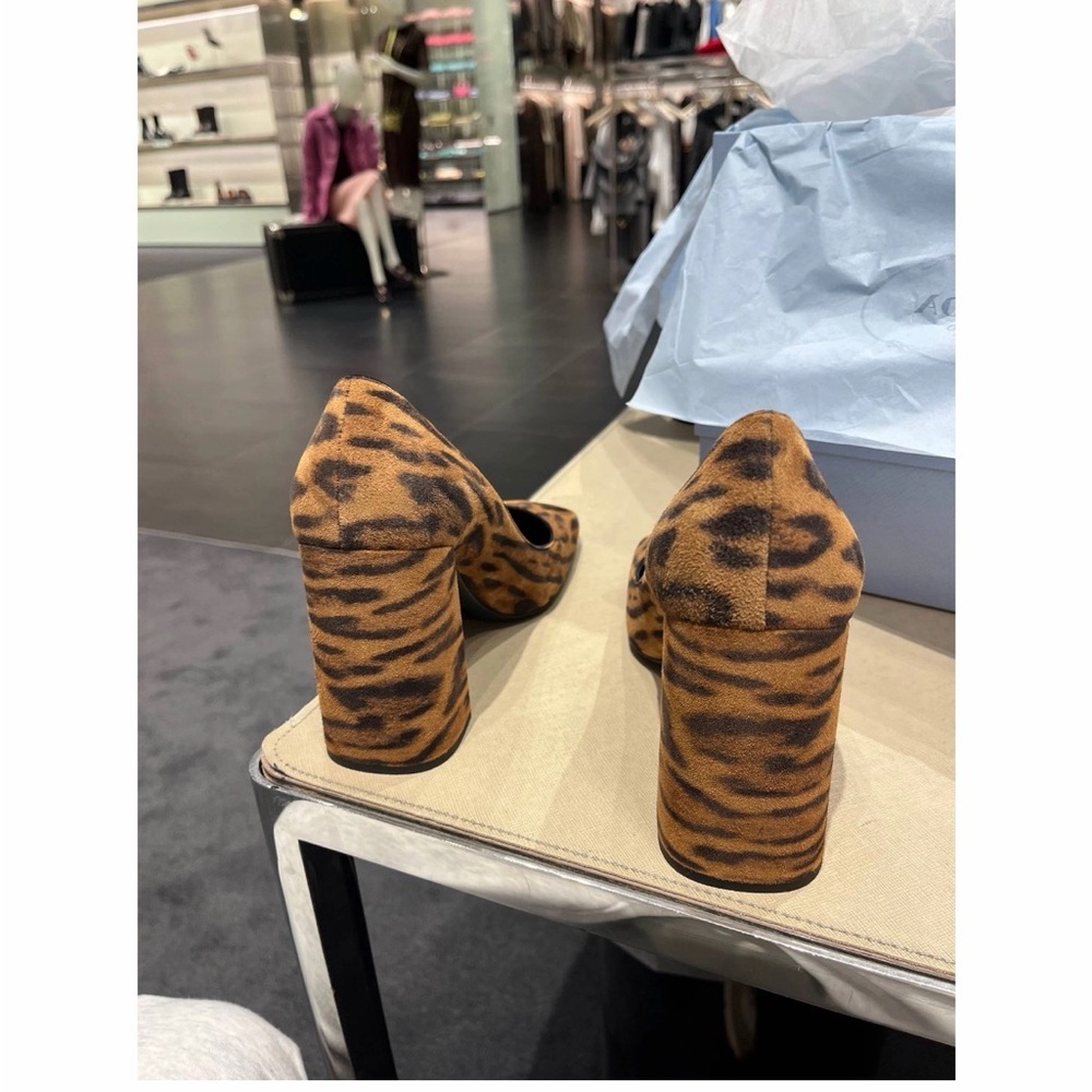 Prada Women's Brown Animal Print Block Heel Pumps - Picture 3 of 5